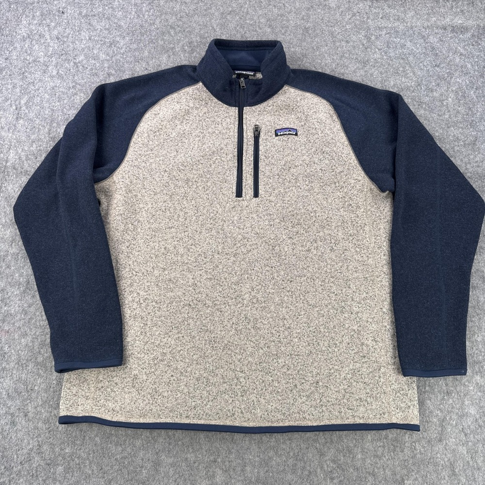 Patagonia Sweater Mens XL Beige 1/4 Zip Better Sweater Fleece Pullover